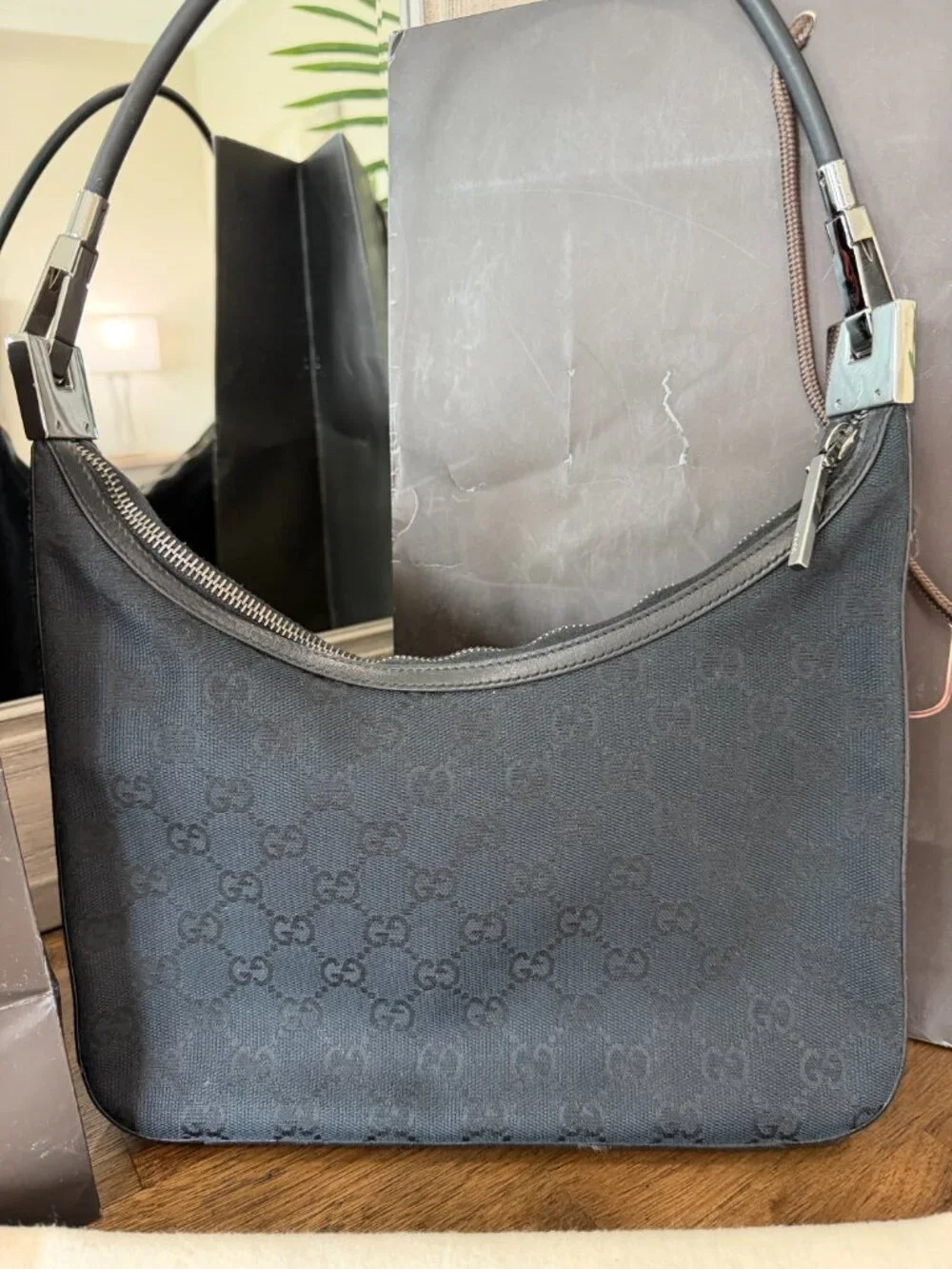 Vintage Gucci Tom Ford Era GG Canvas Hobo Bag